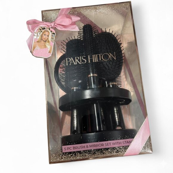 Paris Hilton Other - Paris Hilton 5-Piece Brush & Mirror Set with Stand